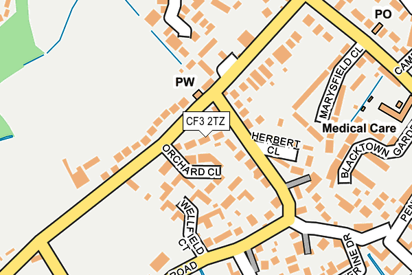 CF3 2TZ map - OS OpenMap – Local (Ordnance Survey)
