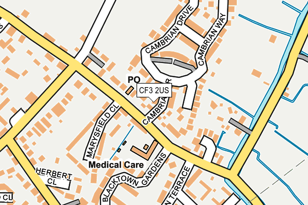 CF3 2US map - OS OpenMap – Local (Ordnance Survey)