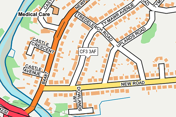 CF3 3AF map - OS OpenMap – Local (Ordnance Survey)