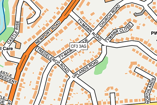 CF3 3AG map - OS OpenMap – Local (Ordnance Survey)