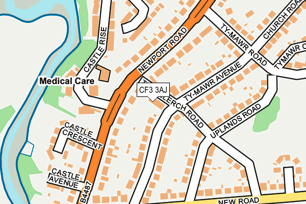 CF3 3AJ map - OS OpenMap – Local (Ordnance Survey)