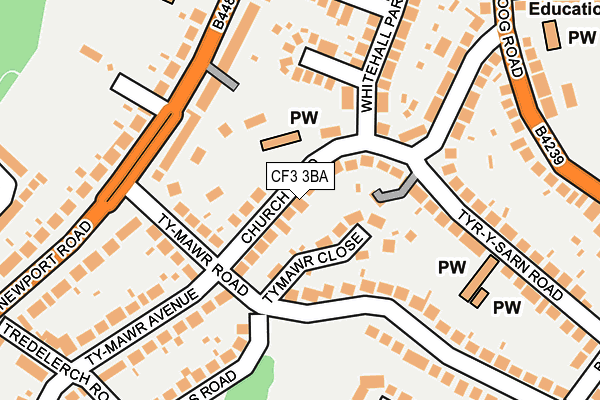 CF3 3BA map - OS OpenMap – Local (Ordnance Survey)