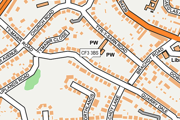 CF3 3BS map - OS OpenMap – Local (Ordnance Survey)