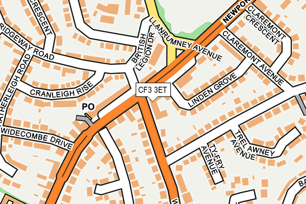 CF3 3ET map - OS OpenMap – Local (Ordnance Survey)