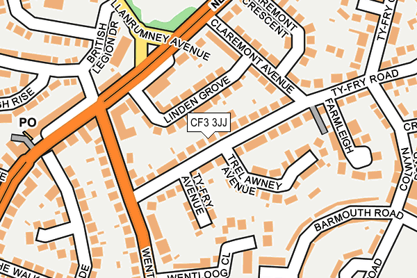 CF3 3JJ map - OS OpenMap – Local (Ordnance Survey)