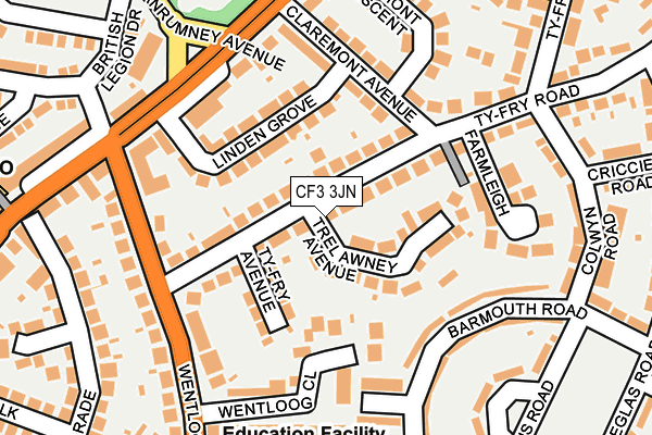 CF3 3JN map - OS OpenMap – Local (Ordnance Survey)