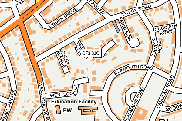 CF3 3JQ map - OS OpenMap – Local (Ordnance Survey)