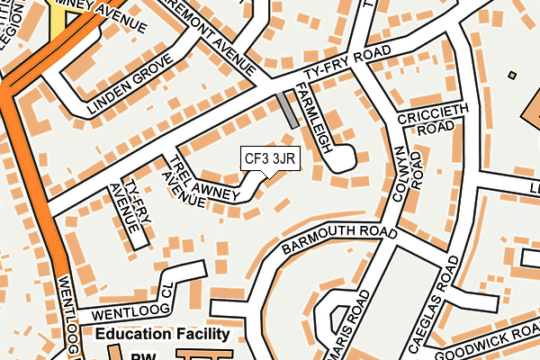 CF3 3JR map - OS OpenMap – Local (Ordnance Survey)