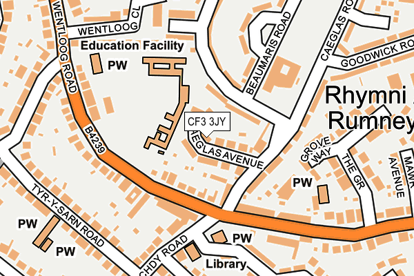 CF3 3JY map - OS OpenMap – Local (Ordnance Survey)