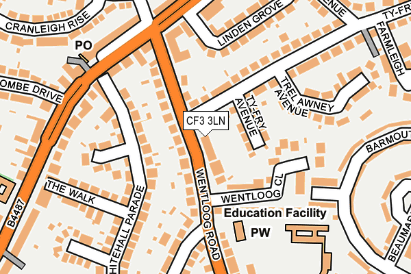 CF3 3LN map - OS OpenMap – Local (Ordnance Survey)