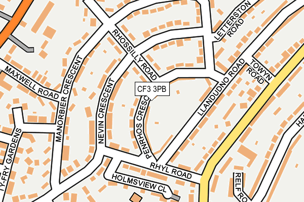 CF3 3PB map - OS OpenMap – Local (Ordnance Survey)