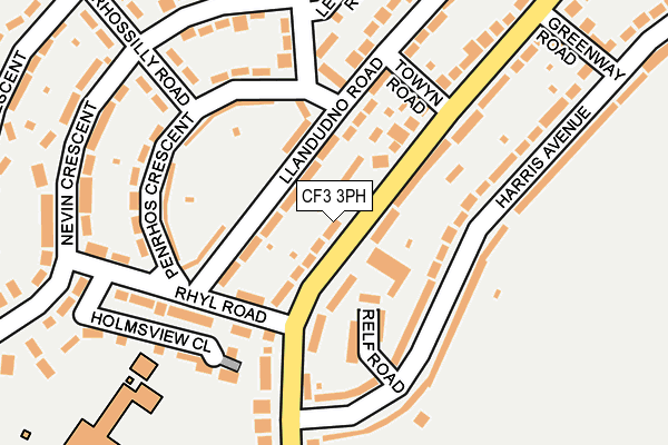 CF3 3PH map - OS OpenMap – Local (Ordnance Survey)