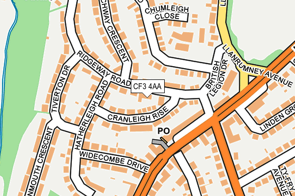 CF3 4AA map - OS OpenMap – Local (Ordnance Survey)