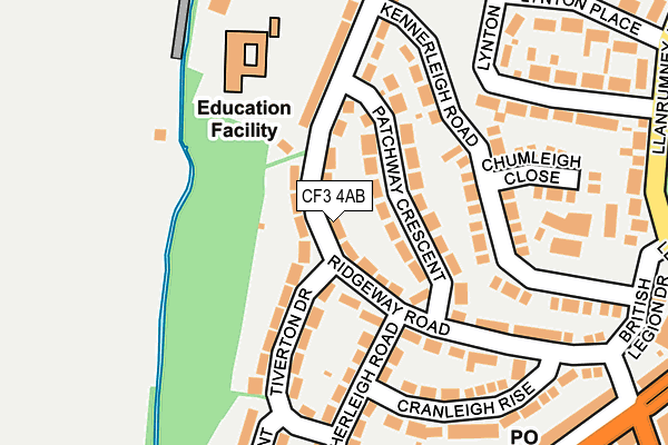 CF3 4AB map - OS OpenMap – Local (Ordnance Survey)