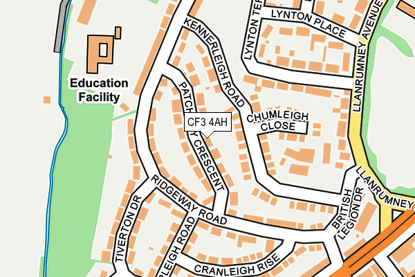 CF3 4AH map - OS OpenMap – Local (Ordnance Survey)
