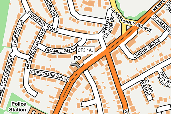 CF3 4AJ map - OS OpenMap – Local (Ordnance Survey)