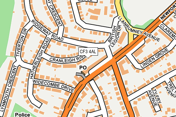 CF3 4AL map - OS OpenMap – Local (Ordnance Survey)