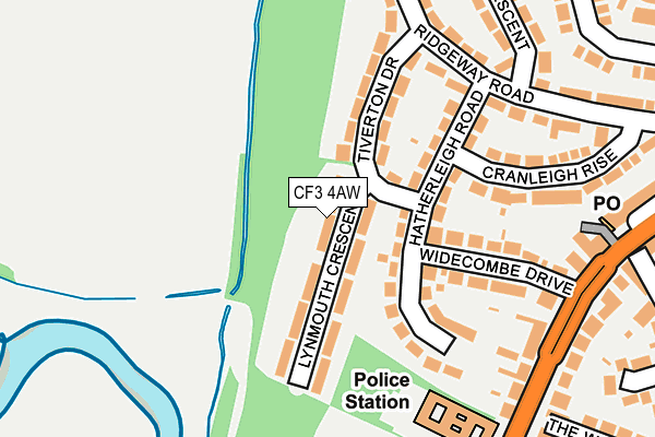 CF3 4AW map - OS OpenMap – Local (Ordnance Survey)