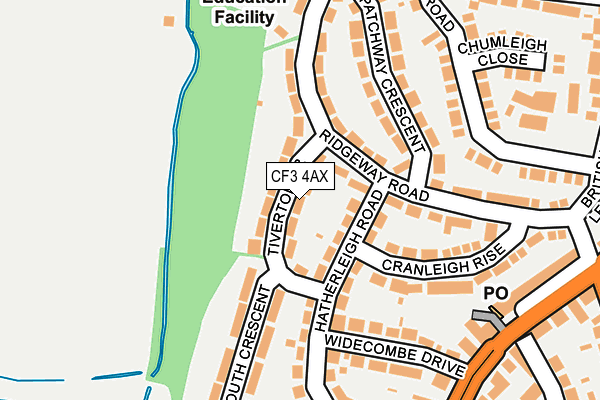 CF3 4AX map - OS OpenMap – Local (Ordnance Survey)