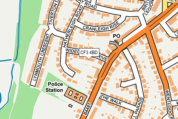 CF3 4BD map - OS OpenMap – Local (Ordnance Survey)