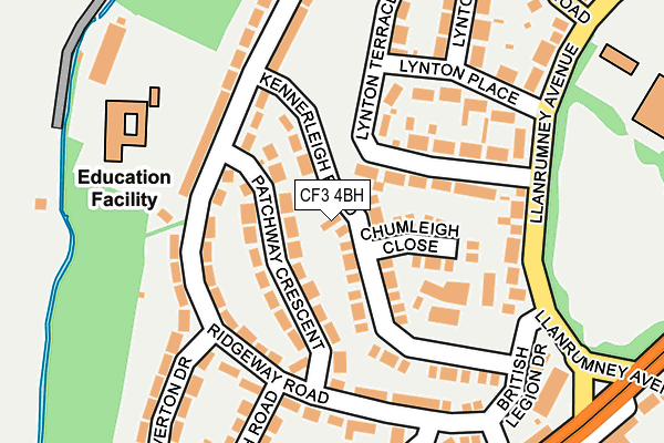 CF3 4BH map - OS OpenMap – Local (Ordnance Survey)