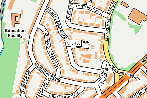 CF3 4BJ map - OS OpenMap – Local (Ordnance Survey)