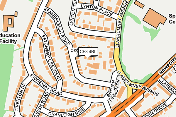 CF3 4BL map - OS OpenMap – Local (Ordnance Survey)