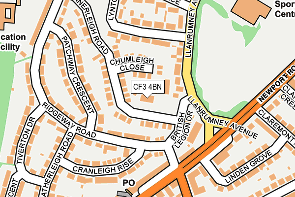 CF3 4BN map - OS OpenMap – Local (Ordnance Survey)
