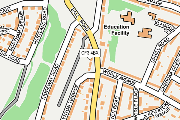 CF3 4BX map - OS OpenMap – Local (Ordnance Survey)