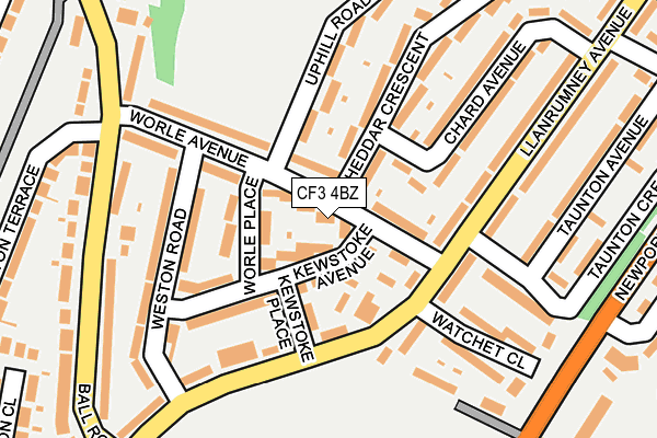 CF3 4BZ map - OS OpenMap – Local (Ordnance Survey)