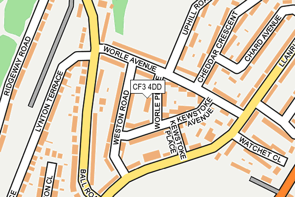 CF3 4DD map - OS OpenMap – Local (Ordnance Survey)