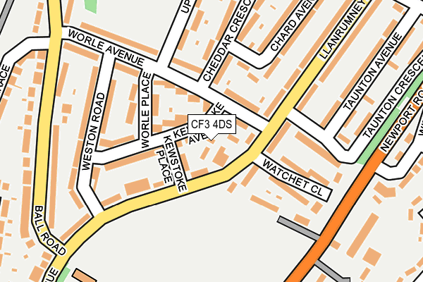 CF3 4DS map - OS OpenMap – Local (Ordnance Survey)