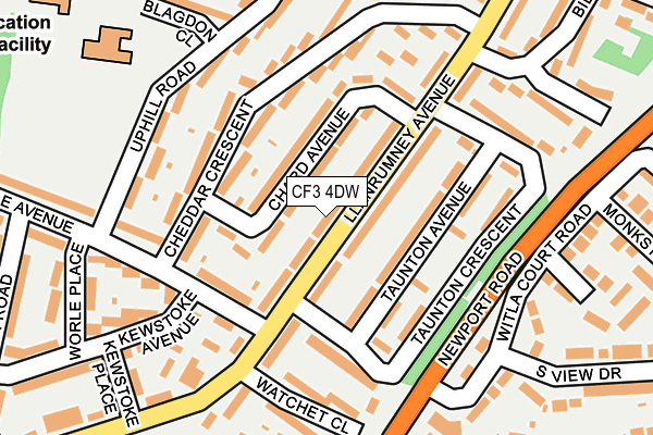 CF3 4DW map - OS OpenMap – Local (Ordnance Survey)