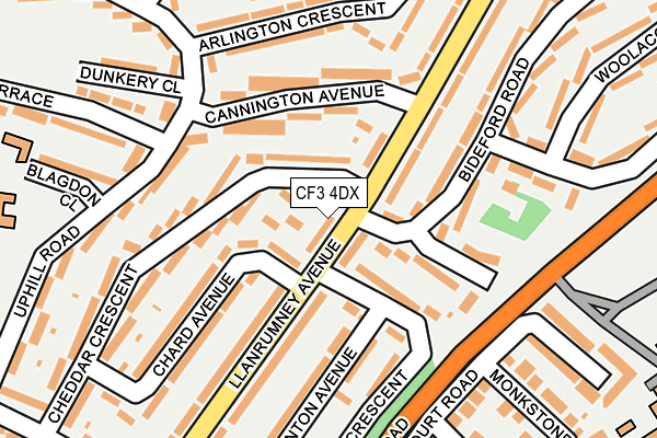 CF3 4DX map - OS OpenMap – Local (Ordnance Survey)