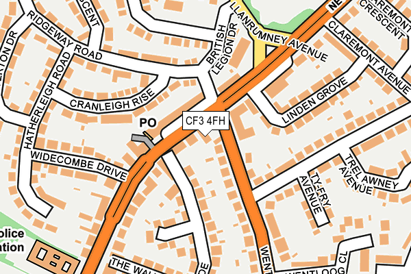 CF3 4FH map - OS OpenMap – Local (Ordnance Survey)
