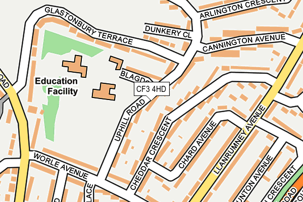 CF3 4HD map - OS OpenMap – Local (Ordnance Survey)
