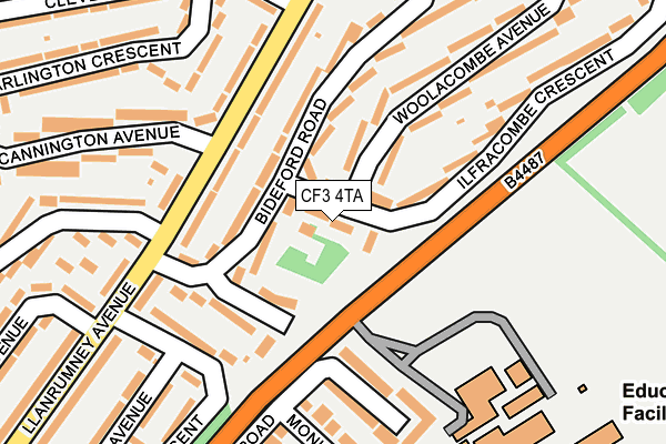 CF3 4TA map - OS OpenMap – Local (Ordnance Survey)