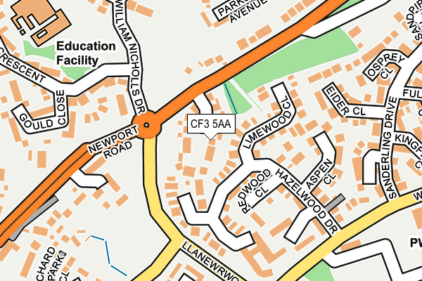 CF3 5AA map - OS OpenMap – Local (Ordnance Survey)