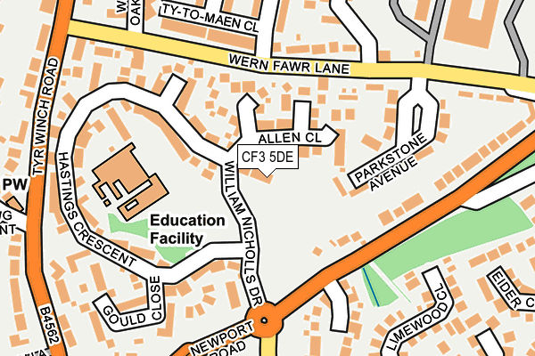 CF3 5DE map - OS OpenMap – Local (Ordnance Survey)