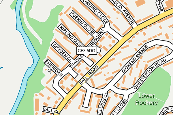 CF3 5DG map - OS OpenMap – Local (Ordnance Survey)