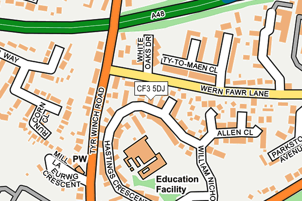 CF3 5DJ map - OS OpenMap – Local (Ordnance Survey)