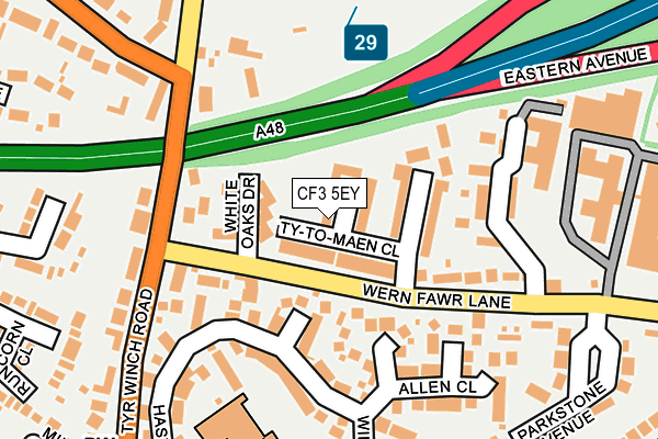CF3 5EY map - OS OpenMap – Local (Ordnance Survey)