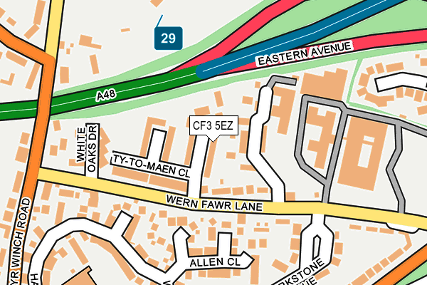 CF3 5EZ map - OS OpenMap – Local (Ordnance Survey)