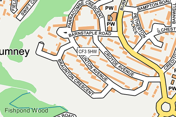 CF3 5HW map - OS OpenMap – Local (Ordnance Survey)