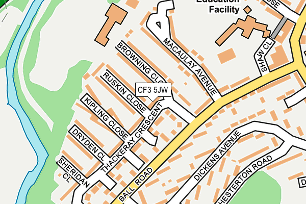 CF3 5JW map - OS OpenMap – Local (Ordnance Survey)
