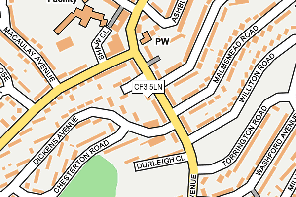 CF3 5LN map - OS OpenMap – Local (Ordnance Survey)