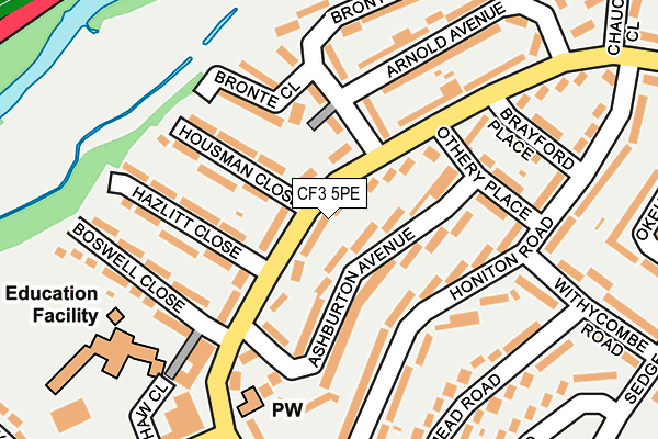 CF3 5PE map - OS OpenMap – Local (Ordnance Survey)