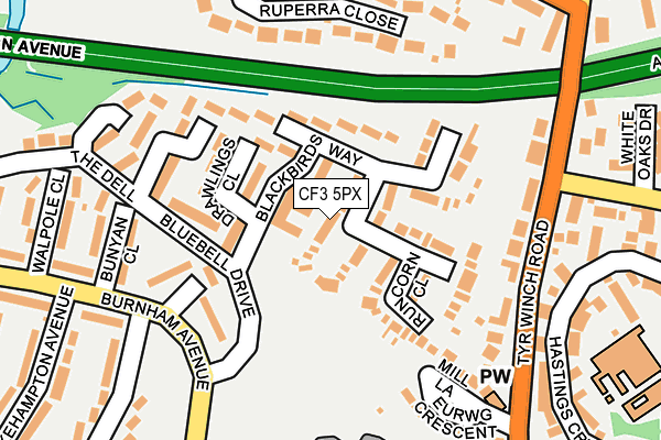 CF3 5PX map - OS OpenMap – Local (Ordnance Survey)