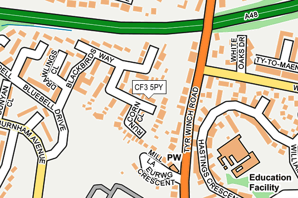 CF3 5PY map - OS OpenMap – Local (Ordnance Survey)