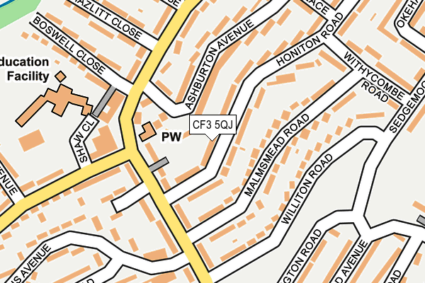 CF3 5QJ map - OS OpenMap – Local (Ordnance Survey)
